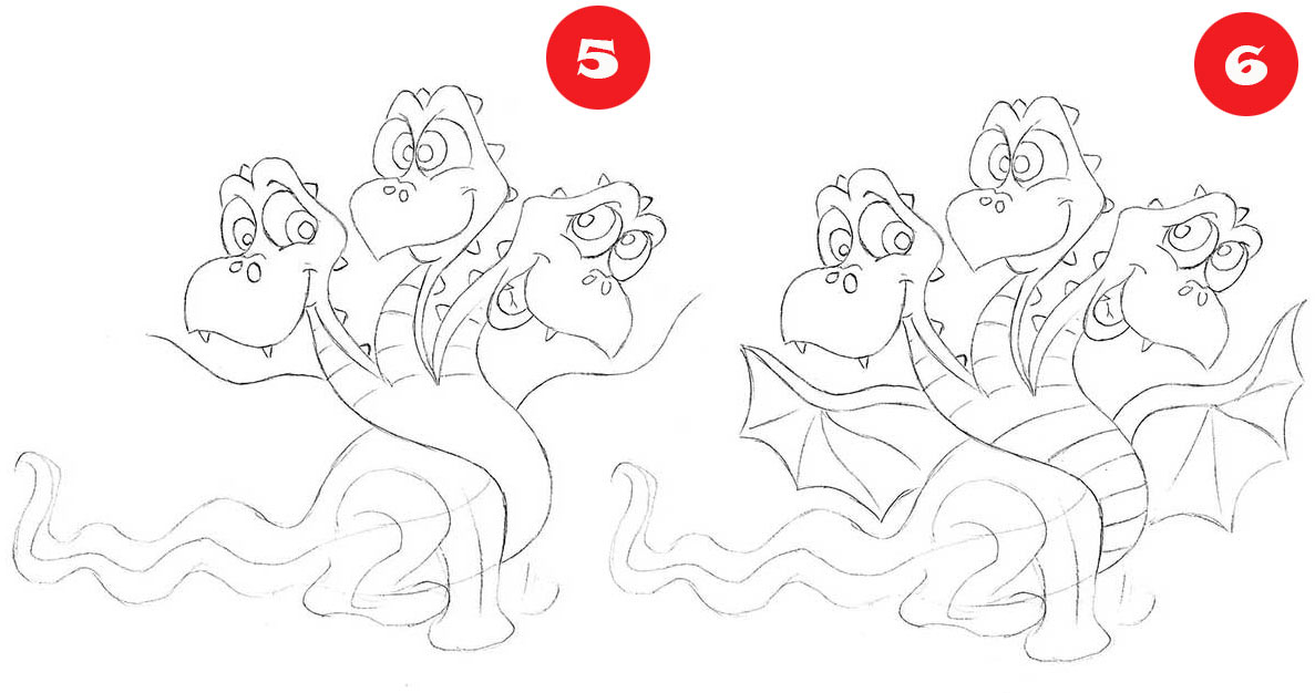 Малюємо поетапно Дракона з казки - кроки 5,6